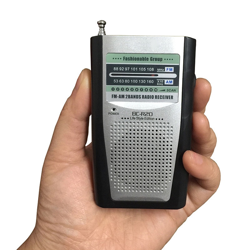FM AM Pocket Radio Receiver Loundspeaker Digital Music Player MP3 Portable Radio receiver Fit Outdoor Camping Elderly BC-R20