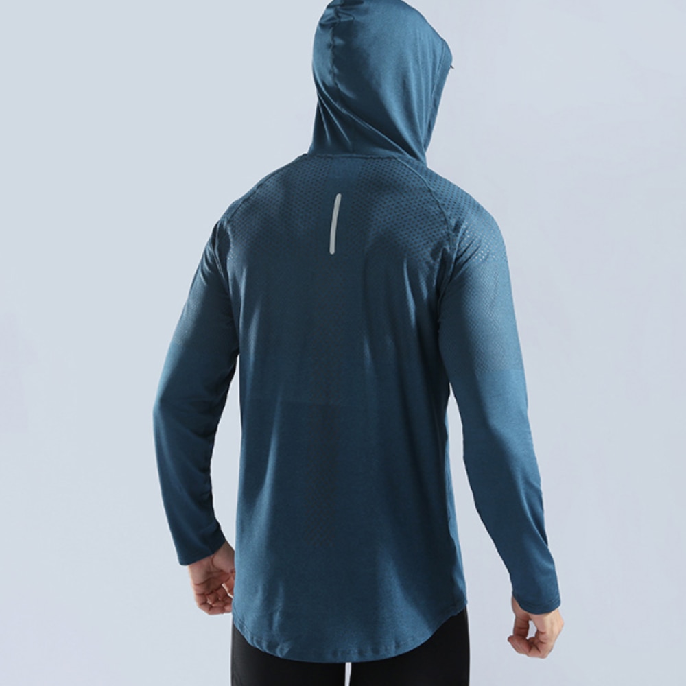 Barbok herr långärmade löparsportskjortor snabbtorkande gymtop wear fitness hoodies anti-svett andas jogging sportkläder