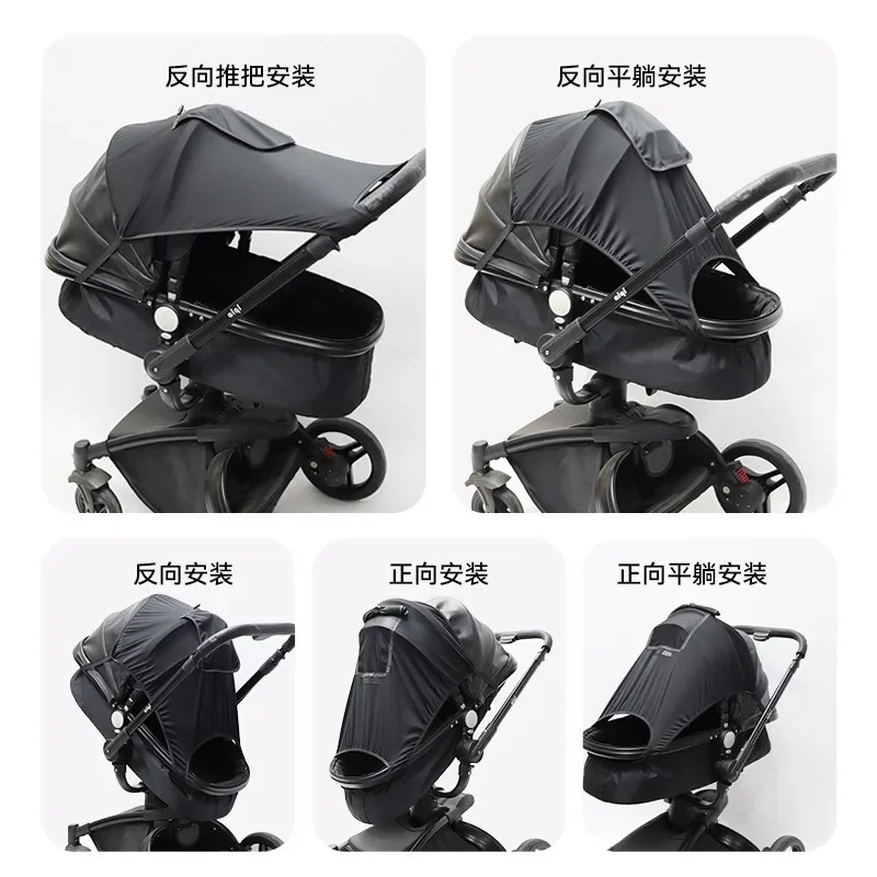 Zonnescherm voor kinderwagen, verlengstuk, beschermkap, hoes voor buggy, zonwerende regenhoes, uv-bestendige hoes