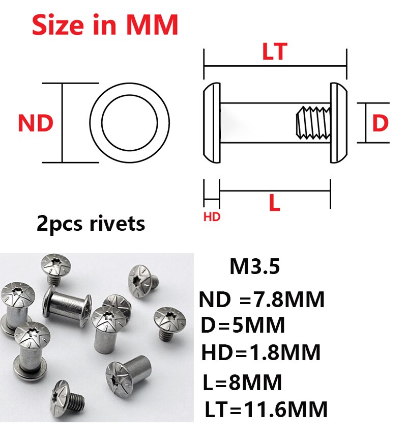 2 stücke Messer griff nieten schrauben Spindel schraube Torx DIY messer welle axt Messer produzieren Zubehör: I
