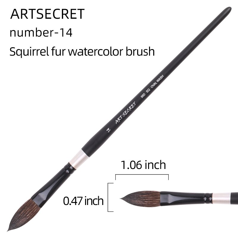 Pincel ovalado de para acuarela de ardilla, Gouache/mopa, pincel artístico para lengua de gato, suministros de arte para pintura: number-14