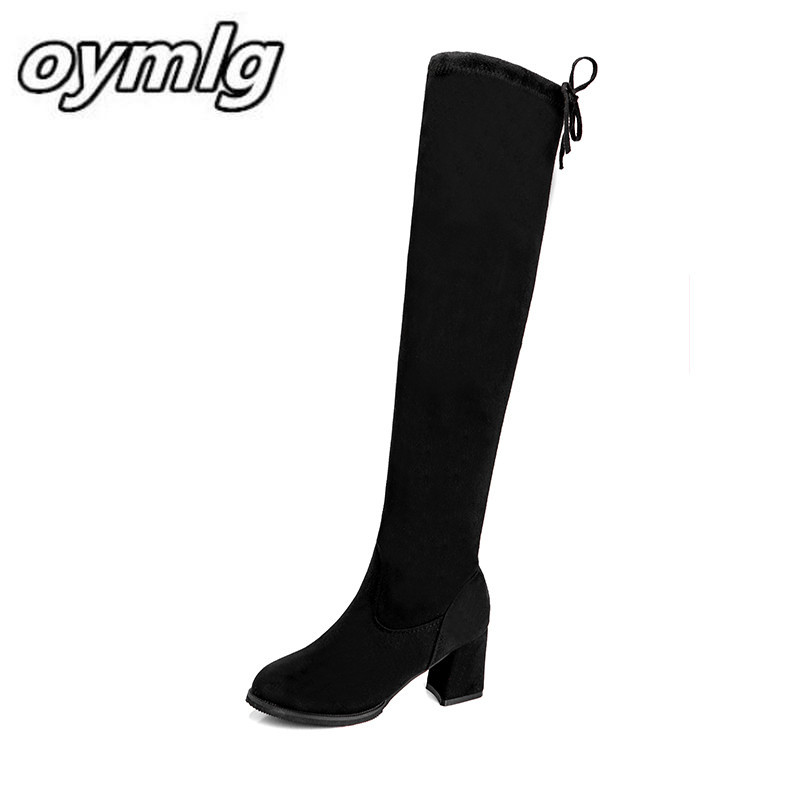 Vrouwen Casual Over De Knie Laarzen Schoenen Winter Vrouwen Vrouwelijke Ronde Neus Platform Hoge Hakken Pumps Warme Snowboots Schoenen mujer W90