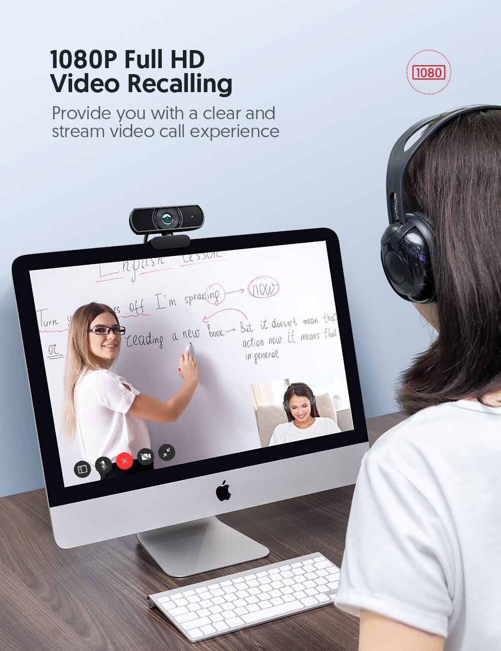 Victure SC30 1080P Webcam with Privacy Cover, Dual Stereo Microphones PC Camera, Full HD Video for Computers And Laptop