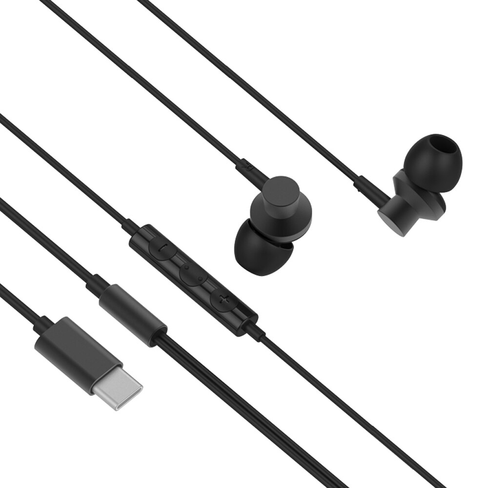 Type C earphone USB C Earbud With High Resolution Audio headset In-Ear Earphone with micphone button on cable usb c earphone