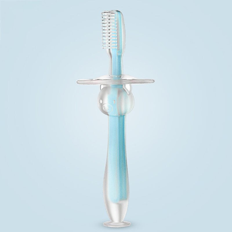 Cepillos dentales de entrenamiento para bebé, cepillo Dental de silicona suave con mango encantador con ventosa, cepillos dentales de entrenamiento sin BPA