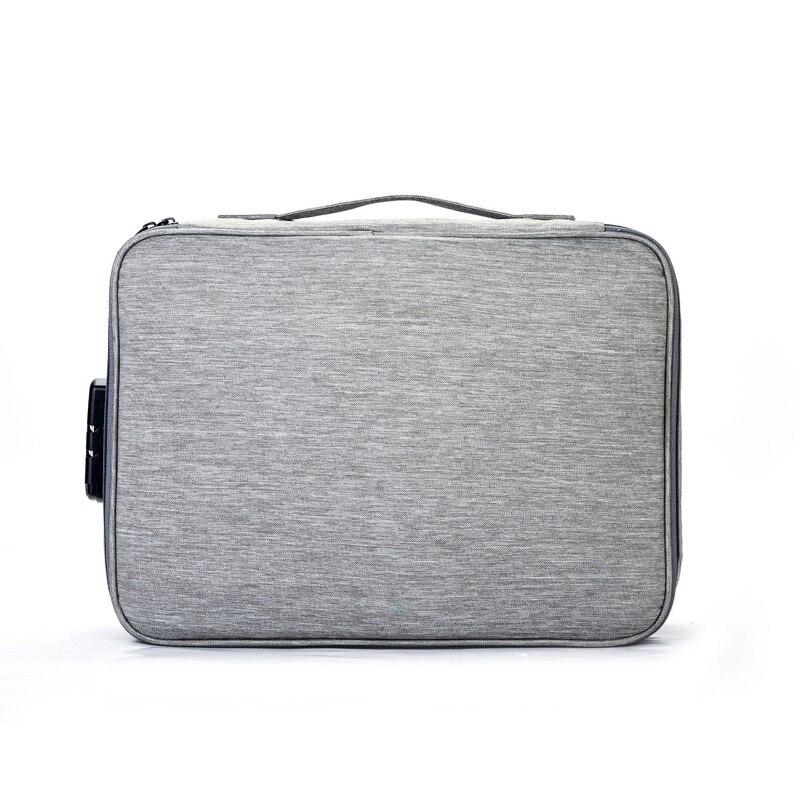 Bolsa multifunción de gran capacidad para billetes de documentos, certificado de poliéster, organizador de archivos para el hogar, archivador de viaje, papelería: Gray