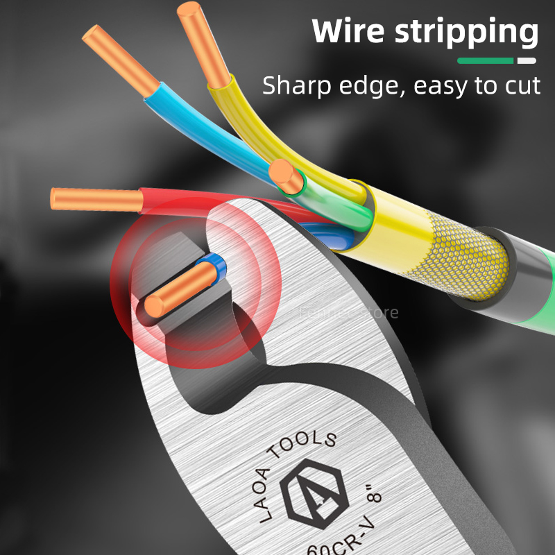 LAOA Kabelschaar CR-V Kabeltang Elektrische draadstripper Combinatie Multifunctioneel handgereedschap 6 8 10 inch Krimptang
