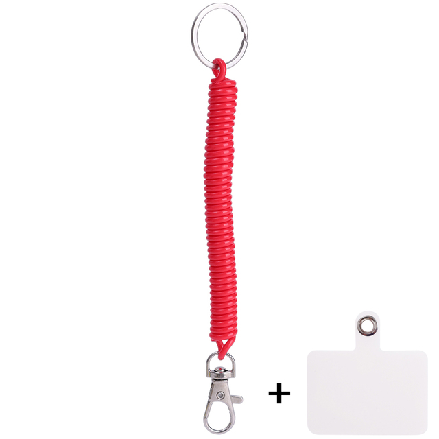 Cadena antipérdida, cuerda de resorte elástica en espiral, correa de cordón multifuncional para teléfono móvil, llavero, soporte, gancho de cierre: Negro