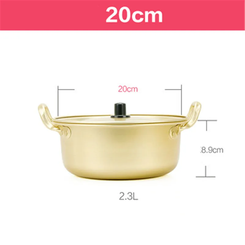 Korean Style Ramen Noodles gold Pot Aluminum Soup Pot Oxidized Coating Noodles Mike Egg Soup Cooking golden Kitchen Cookware: Burgundy