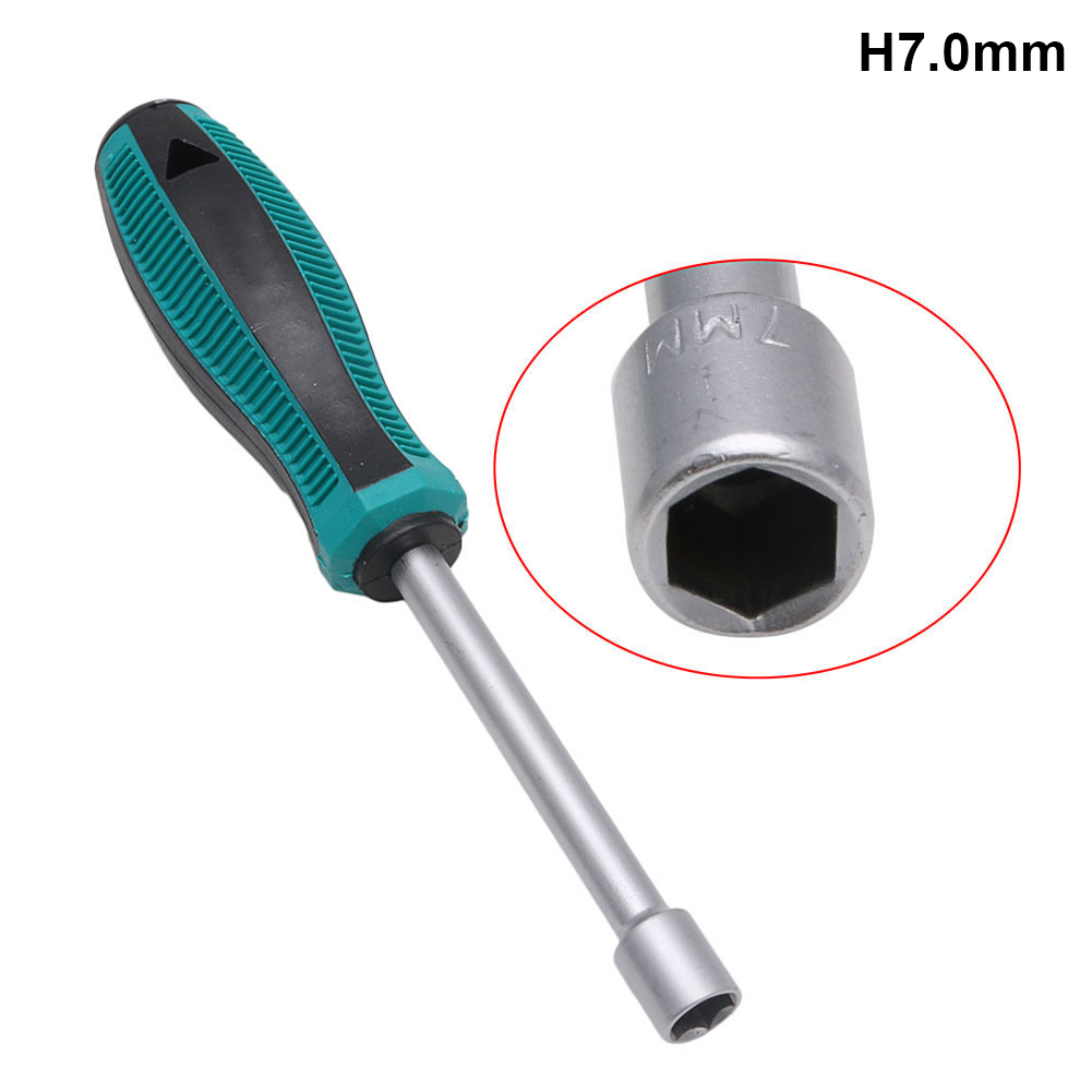 3-14 mm Metal Socket Driver Wrench Screwdriver Hex Nut Key Nutdriver Hand Tool Screw Driver: H7.0MM
