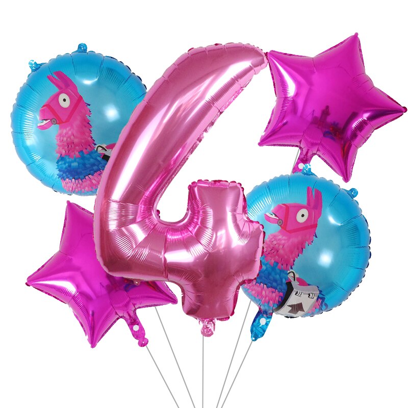 5Pcs Cartoon Pinata Videro Game Folie Ballon Cartoon Dier Alpaca Lama Ballon Bruiloft Baby Shower Verjaardag Party Decor Globos