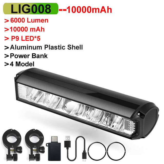 Newboler Fahrrad Licht vorne 10000mah Fahrrad Licht 6000Lumen wasserdichte Taschenlampe USB-Aufladung MTB Rennrad Lampe Zubehör: Grün