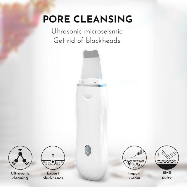 Ultrasonic Skin Scrubber Vibration Deep Face Cleaning Machine Peeling Shovel Facial Pore Cleaner Ion Skin Scraper Face Scruuber: Default Title