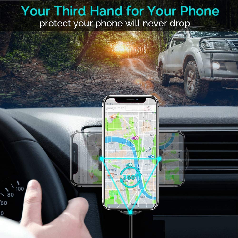 Auto-Clamping 10W Qi Fast Wireless Car Charger for Blackview BV9900 BV9800 BV9700 BV9600 BV5800 BV9600 Plus BV6800 Pro Holder