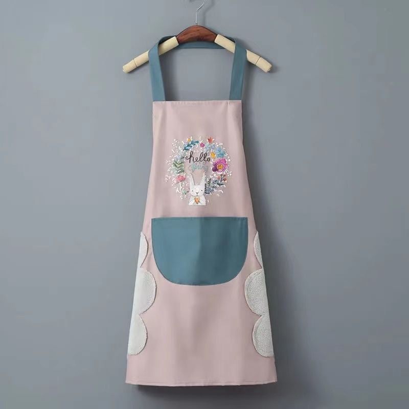 Delantal de cocina para el hogar, limpieza a mano a prueba de aceite, impermeable, para hombres y mujeres, cintura para adultos, monos de café a la , delantal de mano para limpiar: Rosa