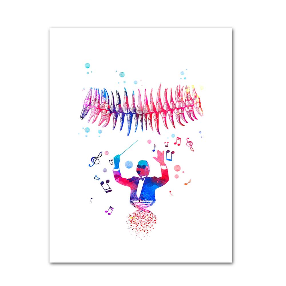WANGART Tanden Aquarel Print Dental Art Tandarts Poster Menselijk Tanden Anatomie Stomatologie Decor Kliniek Muur Decor Doctor: 40x50cm no frame / jy1354