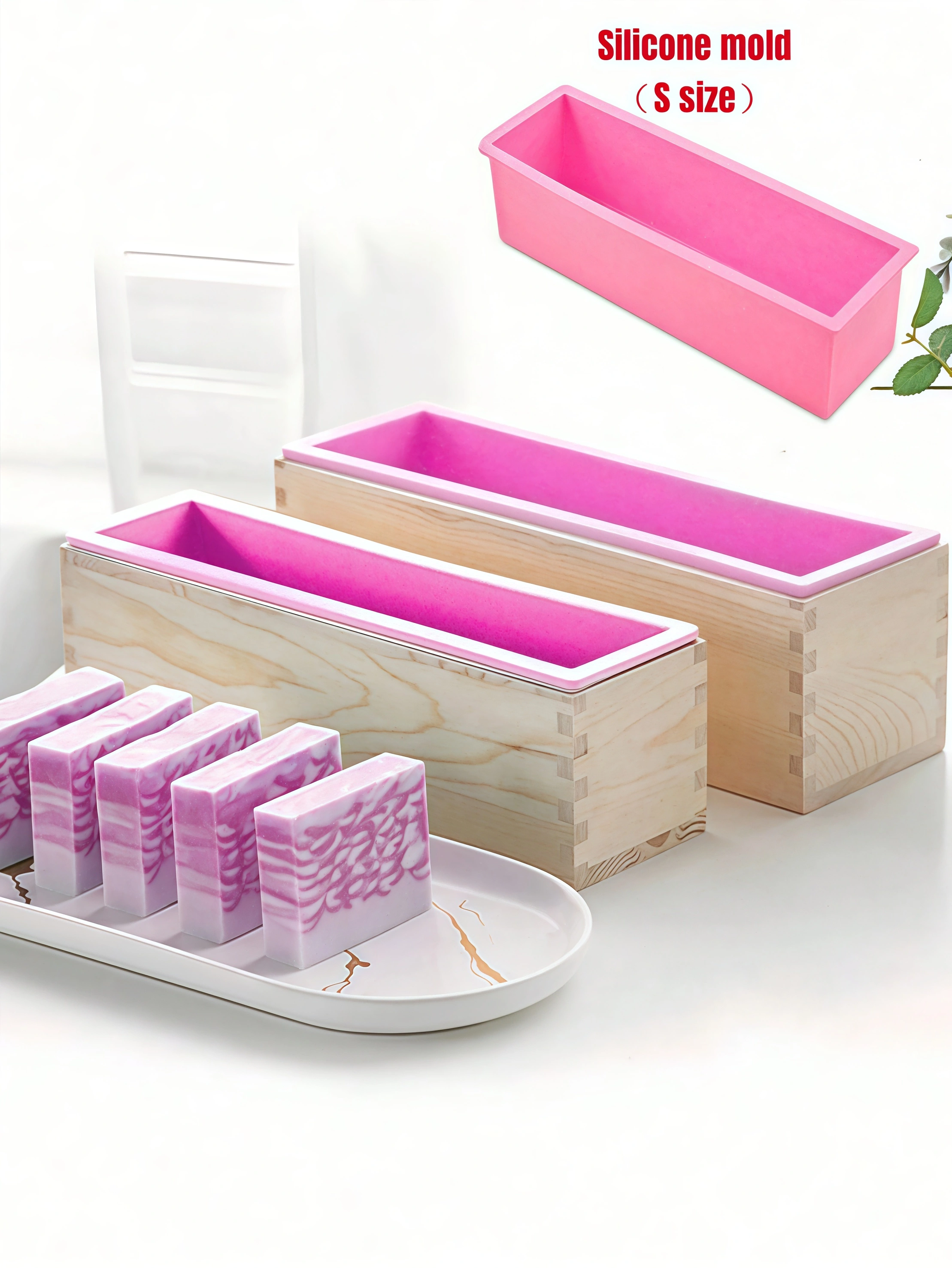 1.2L Silicone Soap Mold Flexible Rectangular Loaf Mold Wood Box Soaps Making DIY Tool for Soap Cake Making 42oz
