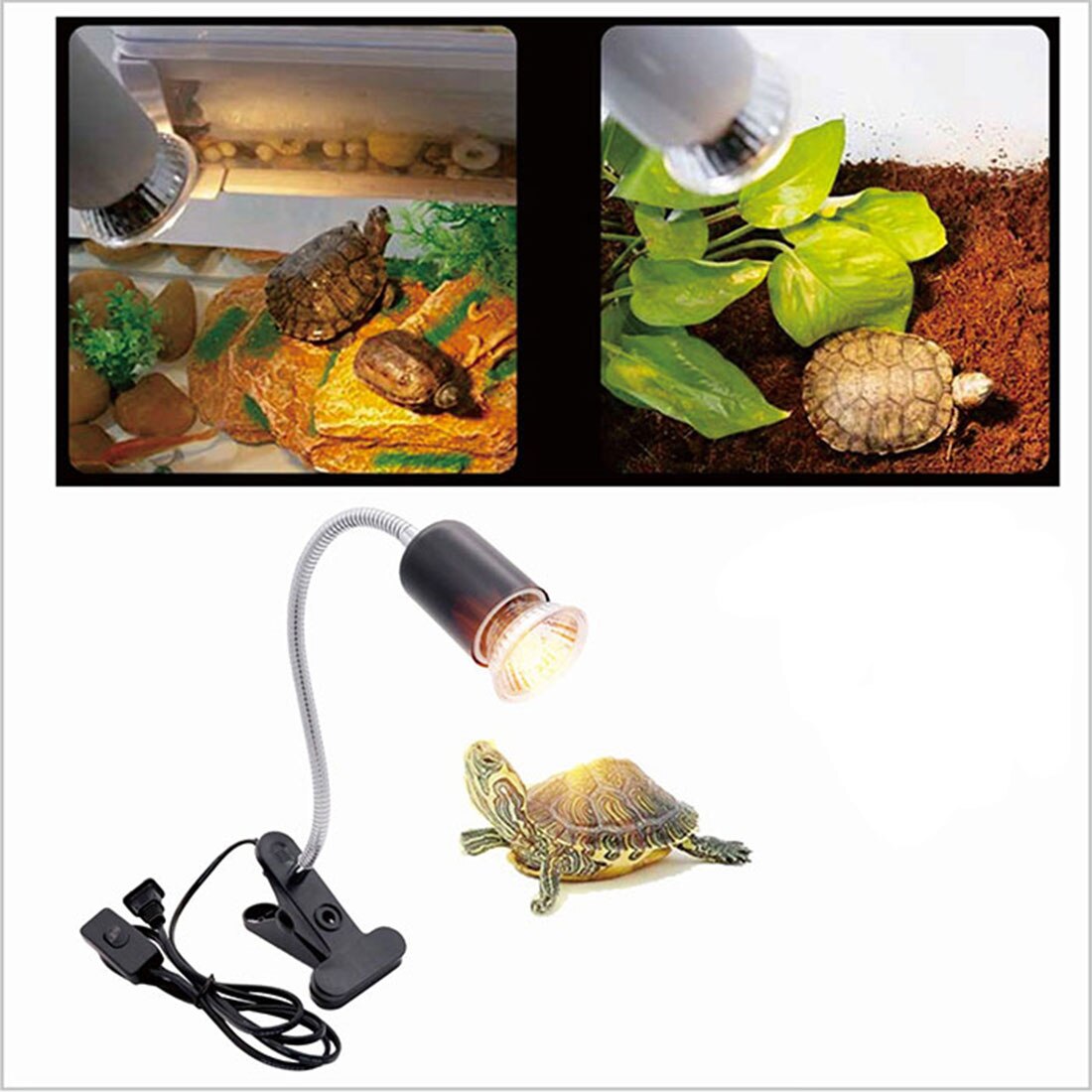 50W Halogen Birne Enthalten Reptil Wärme Lampe Einstellbare Schwanenhals Aquarium Tank Heizung Lampen für Schildkröte Eidechse Schlange Terrarium