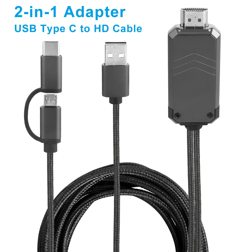 Usb-tyyppi c/micro usb-hdmi-kaapelisovitin android-puhelimeen televisioon projektori näyttö 1080p hdtv-peilaus latauslinja