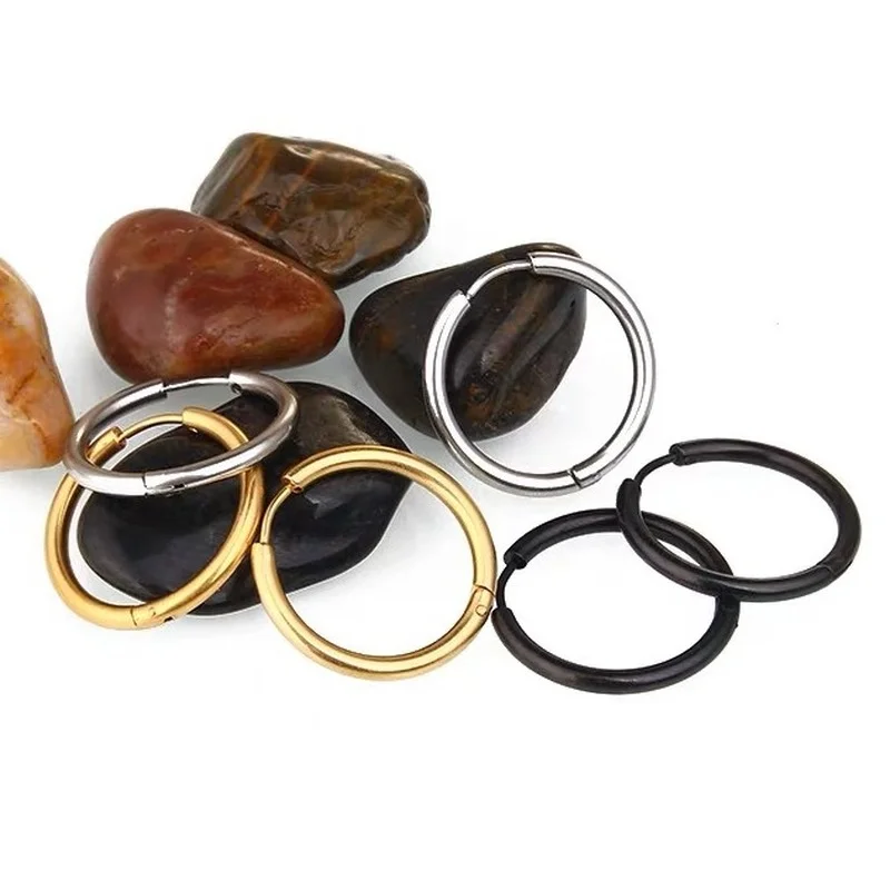 Pendientes de aro pequeños minimalistas de acero inoxidable 316L para mujer y hombre, aretes redondos clásicos, joyería para Piercing en la oreja, 10/20 piezas