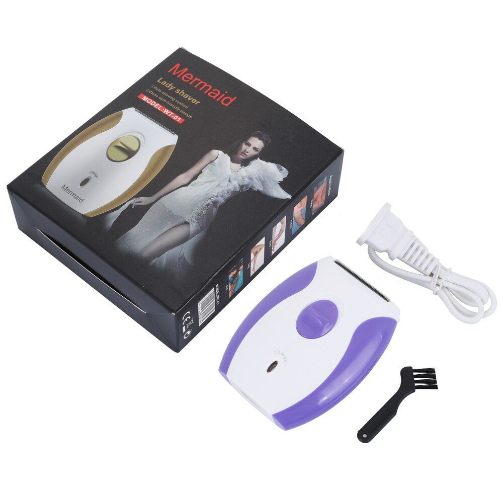 Depiladora eléctrica portátil, afeitadora de carga, cuchilla de acero inoxidable, depiladora para mujeres, máquina de afeitar sin dolor: purple EU