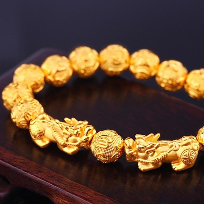 Gold Pixiu Beaded Necklace Lucky Brave Troops Braided Woman Mythical Wealth Accessories Animal For Men Energy Jewelry Bangl U7R4