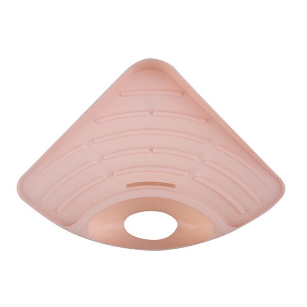 ZLinKJ 1PCS Kitchen Bathroom Soap Sink Corner Storage Rack Sponge Holder Wall Mounted Dishes drip rack Dish Wall Storage Rack: light pink