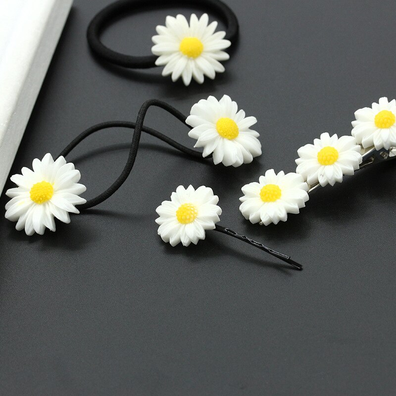 Mini Daisy Haar Clip Charms Bloem Elastische Haar Ring Touw Bands Haarspelden Paardenstaart Meisjes Kids Houder Haar Styling Accessoires