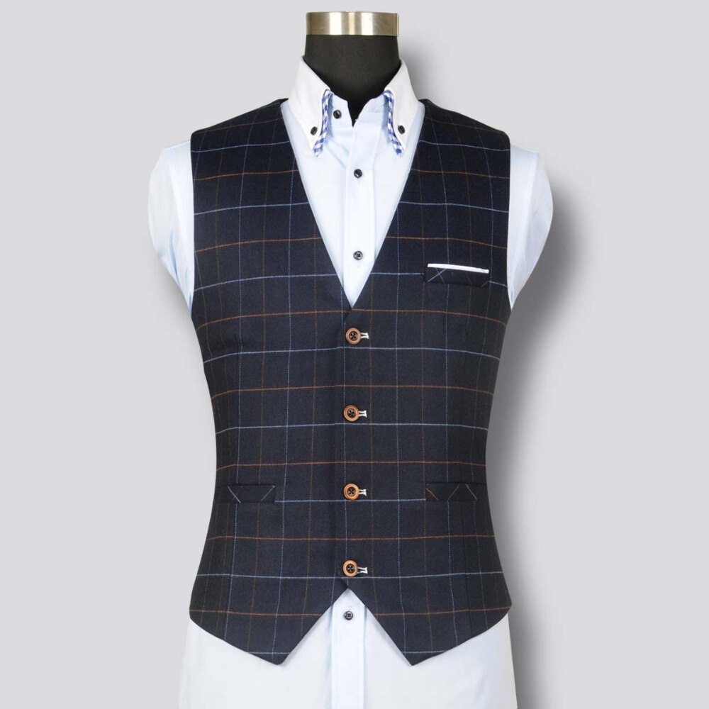 Men's Plaid Vest Formal Dress Business Casual Slim Suit Vest British Style Waistcoat Wedding Vest Male Clothing