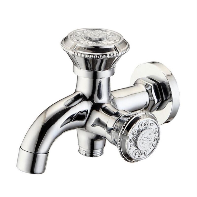 Europese All-koper Tweeërlei gebruik Wasmachine Kraan Antieke/Zilver Gesneden Tuin Tap multifunctionele G1 /&#39;Bibcocks: B
