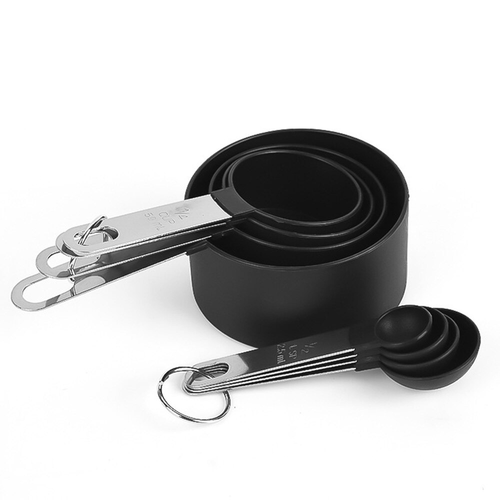 Multi Purpose Spoons/cup Measuring Tools Pp Baking Accessories Stainless Steel/plastic Handle Kitchen Gadgets: Black