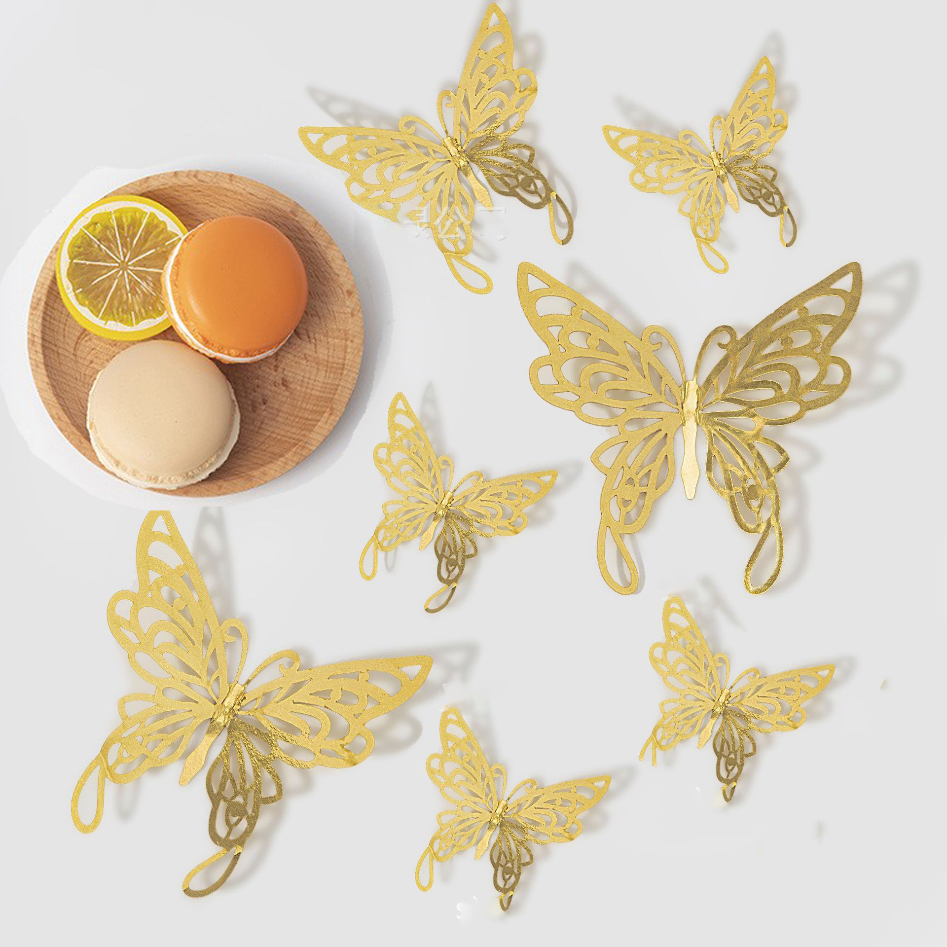 48 piezas de decoración de pared de mariposa 3D, 4 estilos, 3 tamaños, decoraciones de mariposas doradas para decoraciones de habitación de pastel de de cumpleaños de mariposa: Naranja