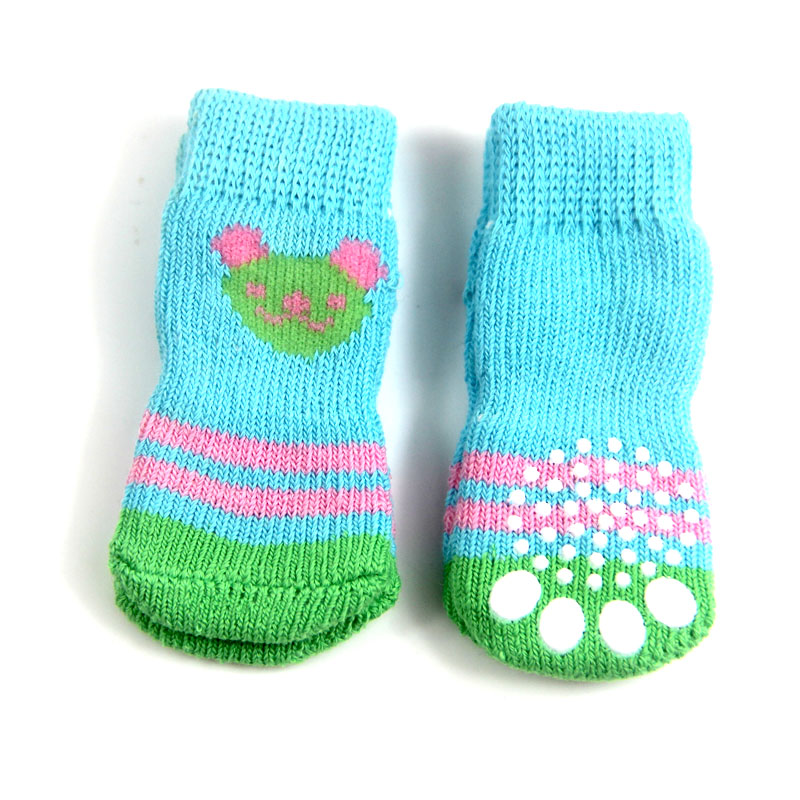 30X75 MM Lovely Pet Socks Antiskid Teddy Dog Socks Panda 4Pcs/Set Pet Knits Socks Anti Slip Skid Bottom