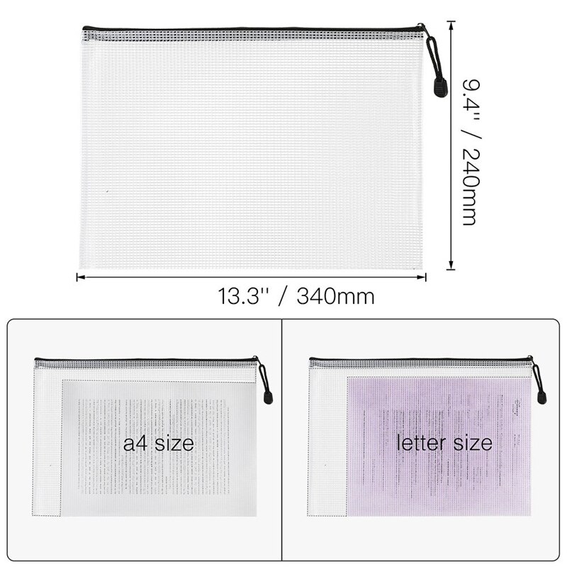 18Pcs Plastic Mesh Zip Document Holder, Letter Size Waterproof Document Pouch for School Office Supplies, Arts & Crafts Organizi