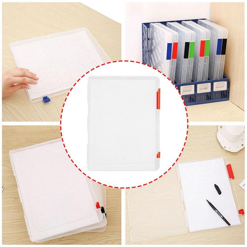 1 Pc Bestand Doos Plastic Document Papier Vullen Bestand Case Size Ortable Levert Met Ducoment A4 Briefpapier School Opslag Hold q5W5