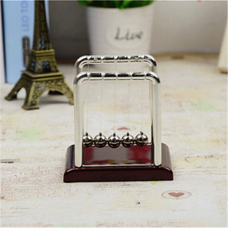 Newton's Cradle Desk Table Decor Metal Pendulum Ball Newton Ball Physics Science Pendulum Steel Balance Ball: Red base