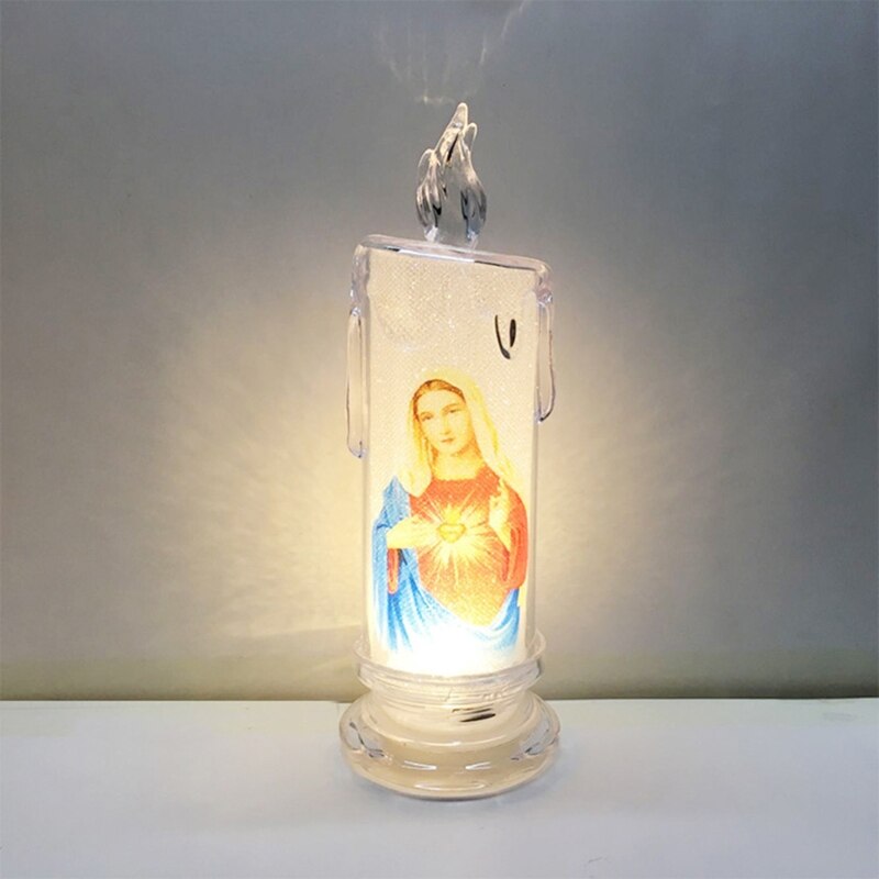 594C Jesus Reines Christus Kerze Lampe Romantische Teelicht Elektronische Flammenlose LED Andacht Gebet Kerzen Licht Religiöse