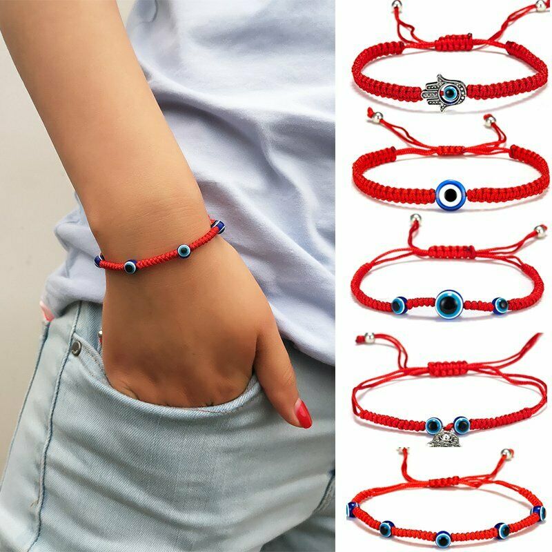 Turkish Blue Evil Eye Bracelet Men Women Handmade Woven Red Thread Adjustable Braided Bracelet Lucky Prayer Pulsera Jewelry