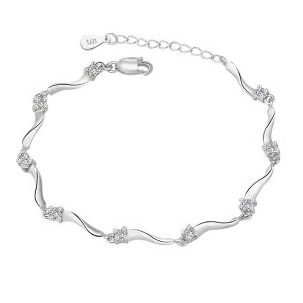 Women Crystal Bamboo Chain Bracelet Jewelry: white