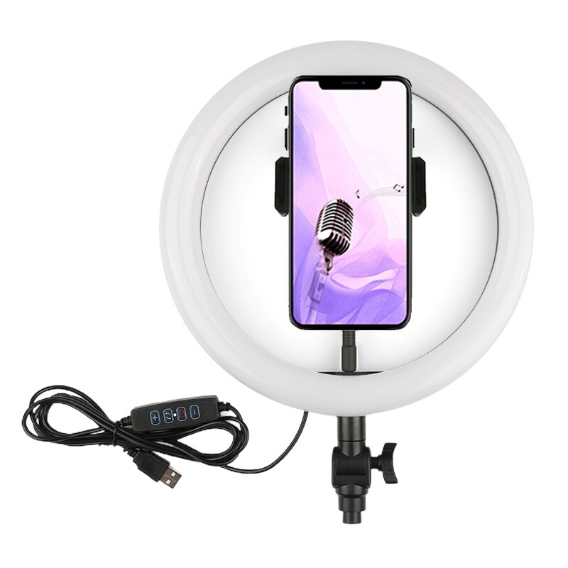 10 Inch Led Ring Tricolor Licht Invullen Voor Selfie Make Fotografie Video Live Lamp Opname Video Verlichting