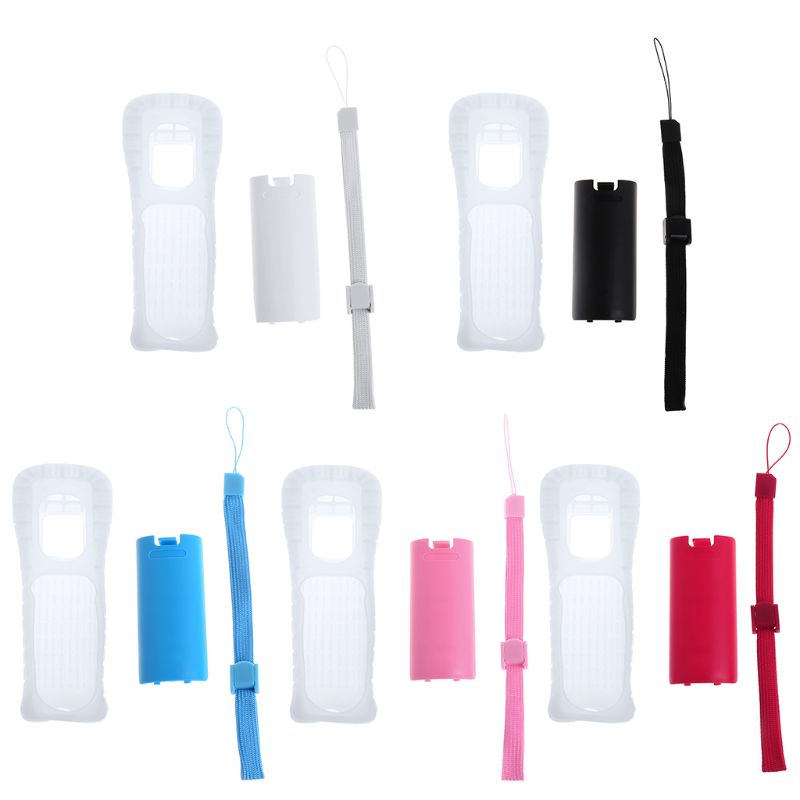 Funda protectora de silicona, carcasa trasera para batería, correa de mano, Kit de repuesto para Nintendo WII mando a distancia