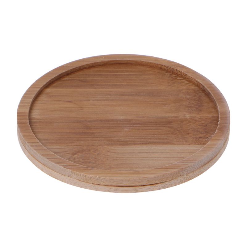 Round Bamboo Wood Saucer Plant Tray Mini Plant Flower Pot Stand Favor Succulent Pot Tray Simple Home Balcony