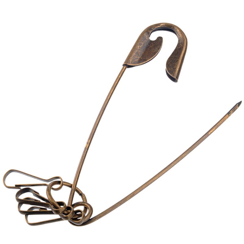 Retro stor säkerhetsnålsformad nyckelring i metall nyckelhållare nyckelring