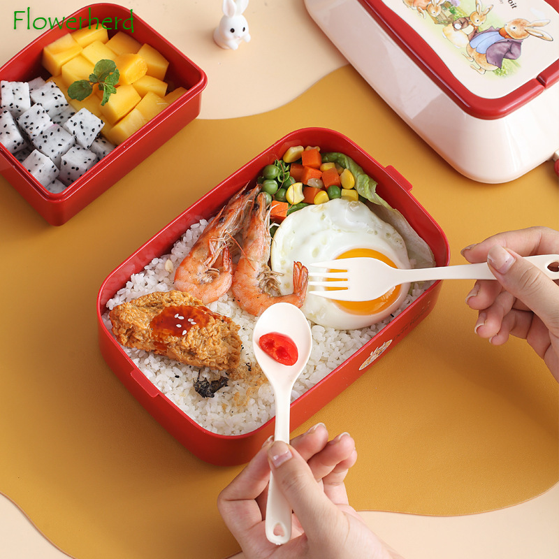 Bento Lunch Box Salad Container for Lunch 52/35oz BPA Free Leak Proof Salad Dressing Container Smart Lock Reusable Spork Spoon