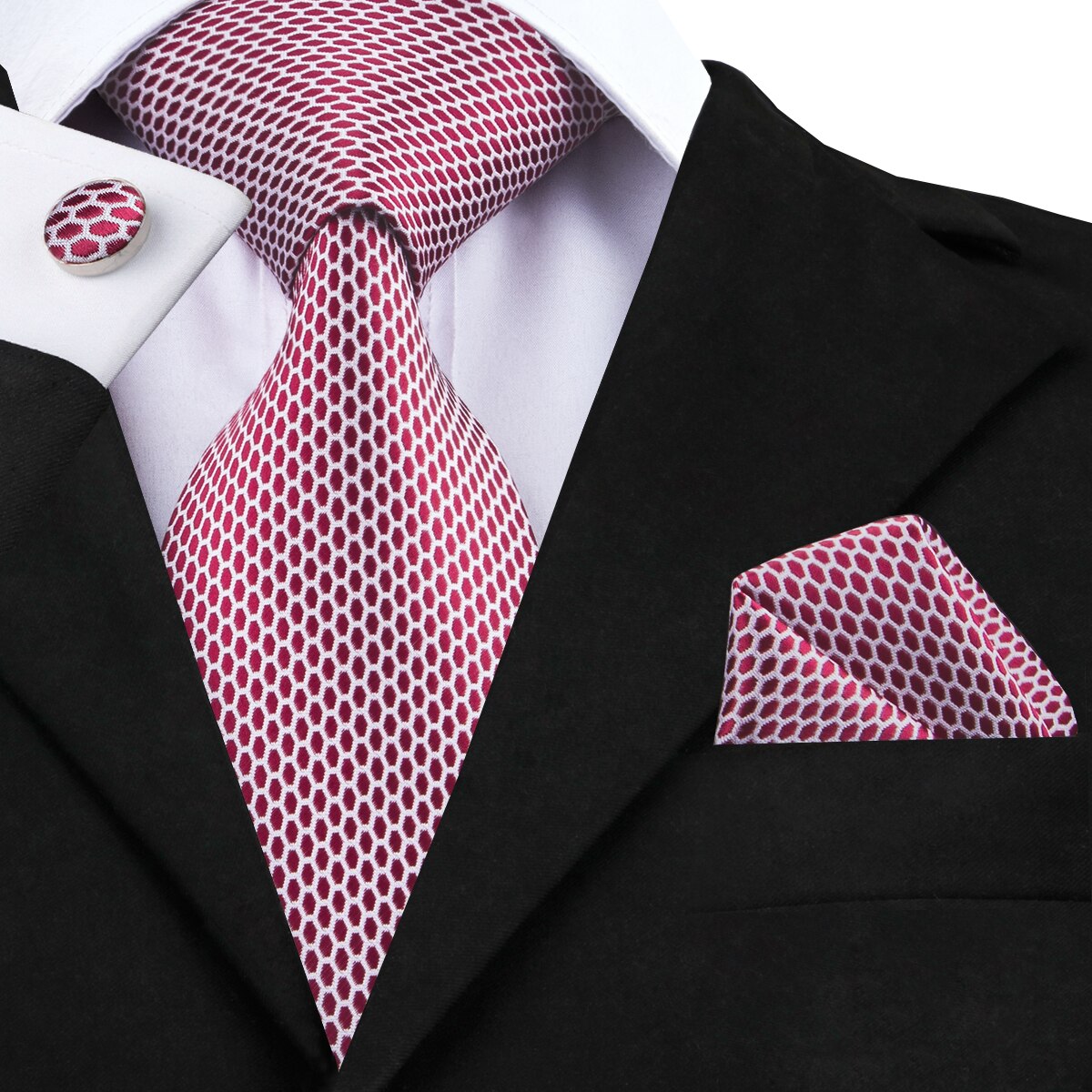 Hi-Tie, nueva corbata gris clásica para hombres, tela de seda Jacquard, juego de gemelos y pañuelo tejido para hombres, de , corbatas de seda SN-1466: SN-1527