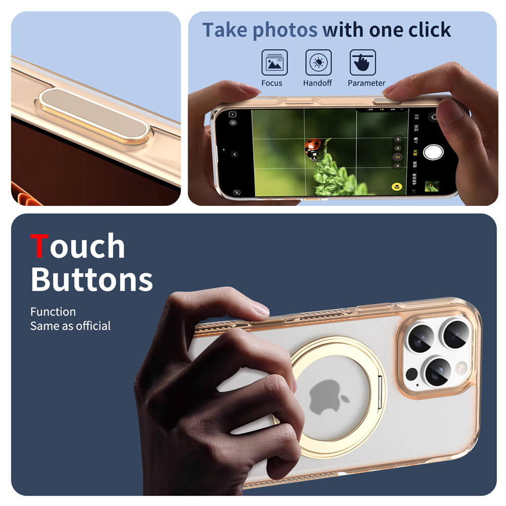 Camera Touch Control Button Case for iPhone 16 Pro Max 16 Plus for MagSafe 360 Magnetic Ring Wireless Charging Matte Clear Cover