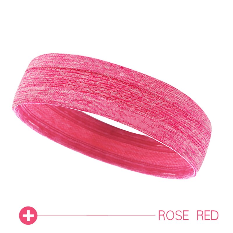 Män och kvinnor sport svett pannband fotboll tennis huvudduk anti-halk elastiskt hårband löpning yoga gym fitness huvud bandana: Rosröd