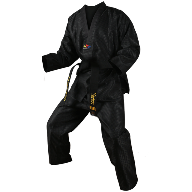 Black Taekwondo Uniform Dobok Adult Kids Male Female Taekwondo Dobok Cotton Suits Jodo Uniform Taekwondo Clothes Tae Kwon Do Set: XXL 180