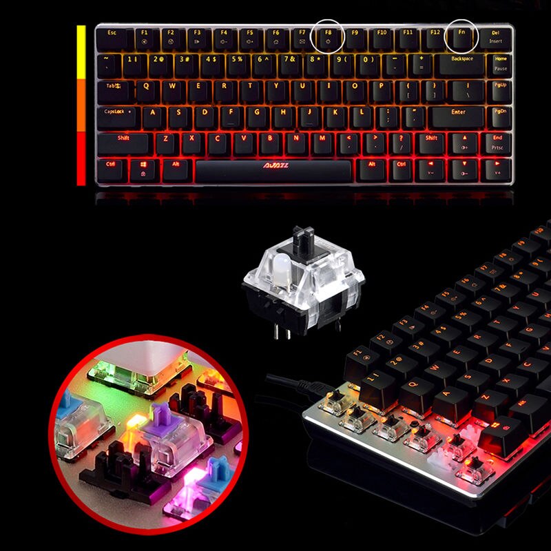 Ajazz Ak33 Mechanische Spel Toetsenbord Bedraad Russisch/Engels Layout Rgb Kleur Backlight 82 Key Conflict Gratis Computer Notebook Me