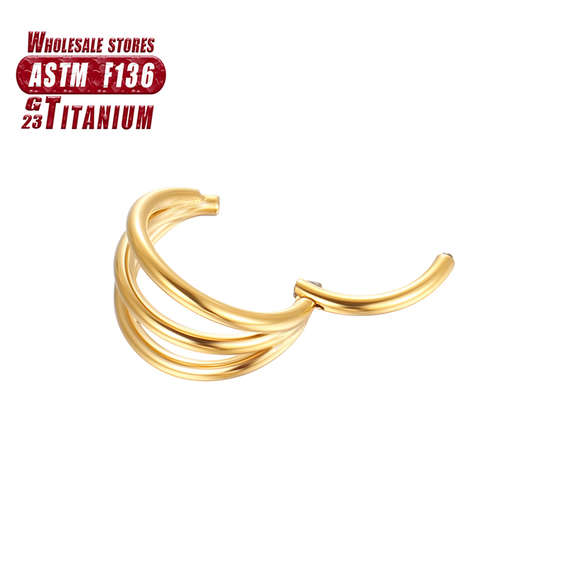 Piercing Septum Zirkoon Clicker F136 Titanium 3 Zijden Uit Neus Ringen Hoepel Scharnier Segment Helix Oorbel Sexy Lichaam Sieraden